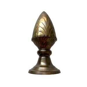 Vintage Brass Finial Decor Piece With Floral Engraved Design